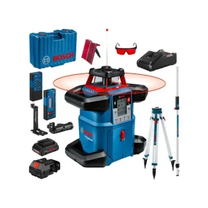Preferatul clienților Titan Shop |Nivela laser rotativa, 60m, receptor 600m, precizie 0.05mm/m orizontal, 0.1mm/m vertical Bosch GRL 600 CHV + BT 170