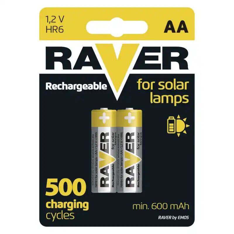Baterie RAVER SOLAR HR6, baterie reîncărcabilă, 600 mAh, pachet. 2 buc, creion AA Discount