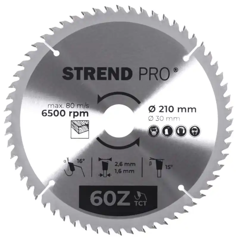 Preferatul clienților Disc Strend Pro TCT 210x2,6x30 / 20 mm 60T, pentru lemn, ferăstrău, lame SK