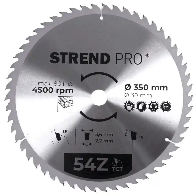 Bestseller Disc Strend Pro TCT 350x3,6x30 mm 54T, pentru lemn, ferăstrău, lame SK