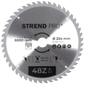 Disc Strend Pro TCT 254x3,0x30 / 20 mm 48T, pentru lemn, ferăstrău, lame SK Reduceri