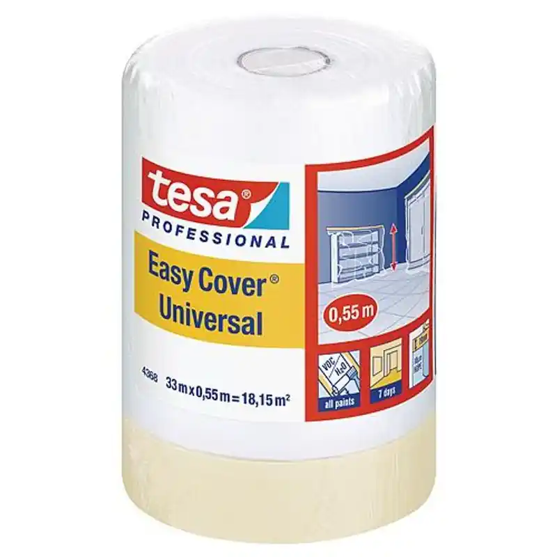 Folie universală Tesa® Pro Easy Cover®, cu bandă, 550 mm, L-33 m, transparentă Nu rata