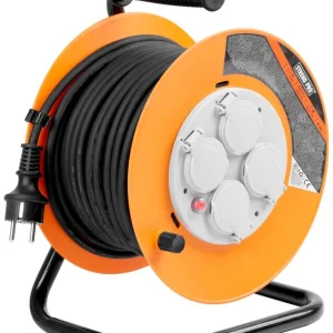 Cable Strend Pro CR038, 4 prize, L-30 m, IP44, cauciuc, extensie, pe tambur Preț redus