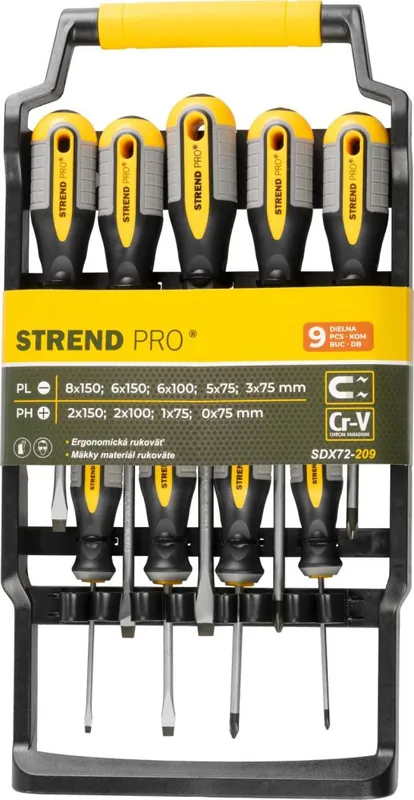 Set de șurubelnițe Strend Pro SDX72-209, 9 bucăți, plat + Phillips Premium