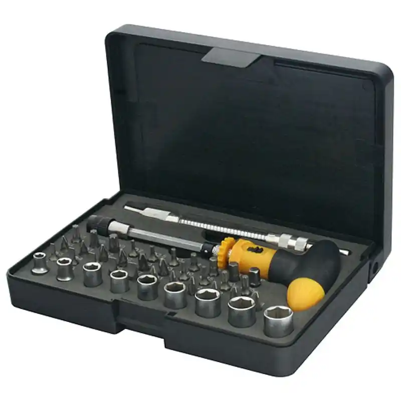 Set bit și cap YF40085 • 42 bucăți, cu șurubelniță în T și bit flexibil, Cr-V Ofertă limitată