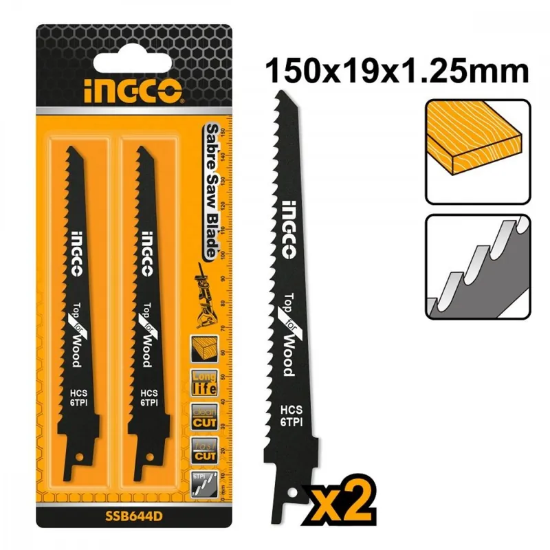 Disponibil imediat Pânză de ferăstrău 150 mm pentru lemn INGCO, 2 buc pentru ferăstrău cu coadă KLC