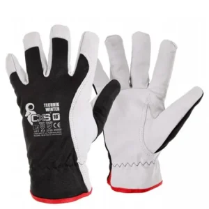 Mănuși combinate, textil-piele TECHNIK WINTER negru-alb 10"; Discount