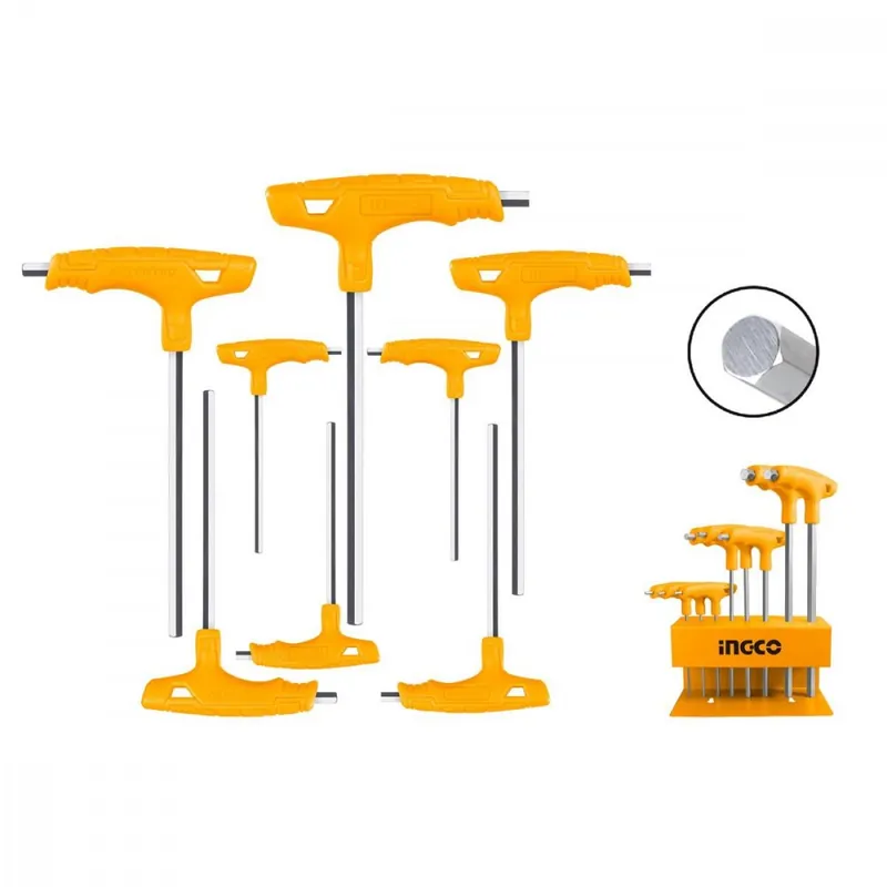 Set mâner în T chei hexagonale 8 buc CrV 2-10mm INGCO Industrial Cumpărături sigure