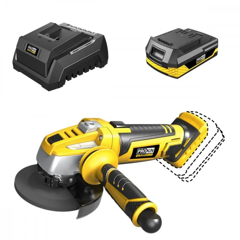 Ofertă limitată Polizor unghiular AG-L0118, 125 mm AKU 18V PROKIN - KIT STARTER KLC