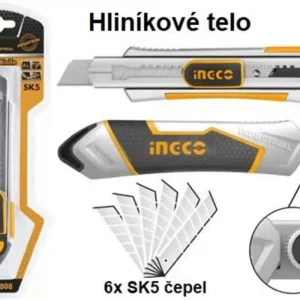 Cel mai bun preț Cuțit de rupere 18mm ALU cu buton INGCO 6x lamă KLC