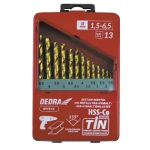 Set de burghie pentru metal HSS+cobalt+TiN, 13buc, 135° Plată securizată