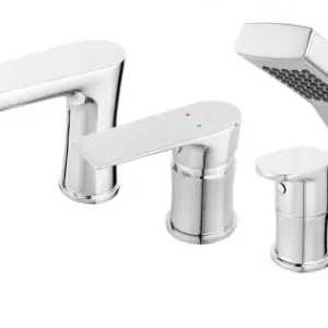 Baterie cu montaj pe cada cu 4 gauri, crom Ferro Square BAQ11A Expediere rapidă