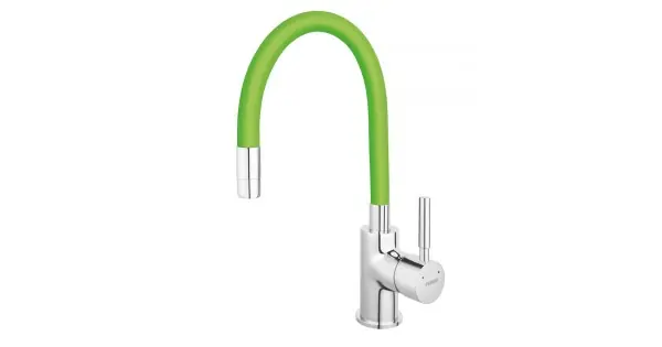 Baterie stativa bucatarie cu pipa flexibila, verde Zumba Ferro Ieftin