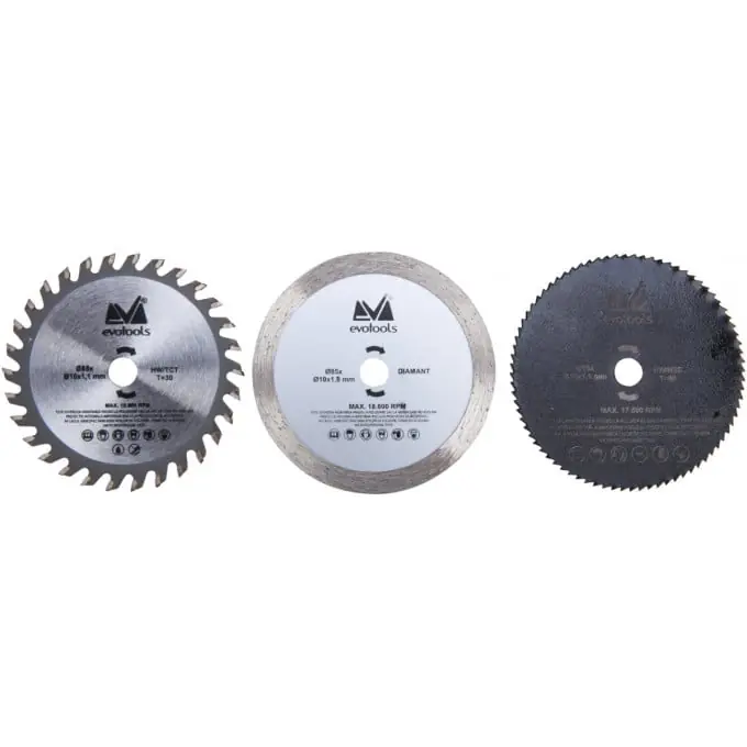 Reducere de preț set Discuri Mini Fierastrau Circular 3 buc / 85 mm Evotools 678613