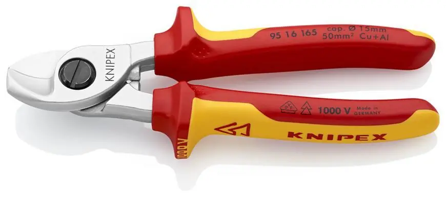 Clește de tăiat cabluri KNIPEX 95 16 165, clește, 160 mm, până la 15mm/50mm2, VDE Cel mai vândut
