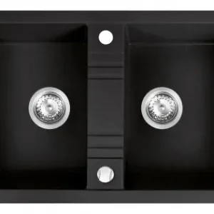 Chiuveta Bucatarie din GRANIT - FERRO Mezzo II Patrat - dubla cuva 78x48 cm, culoare Grafit Mat Promoție