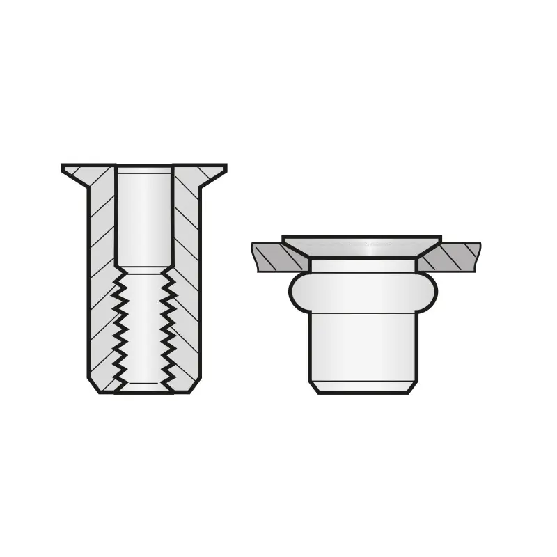 Reducere specială Piulita-nit cap tesit, Aluminiu, Bralo