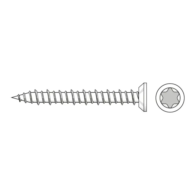 Surub cu cap tesit, vopsit alb, RAL 9010, pentru beton, Rocast Ieftin