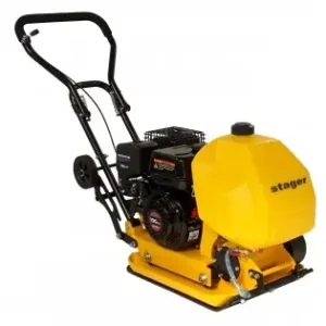 Placa compactoare usoara, Loncin G200F benzina, rezervor apa, roti, covor silicon Stager PCB60 Expediere rapidă