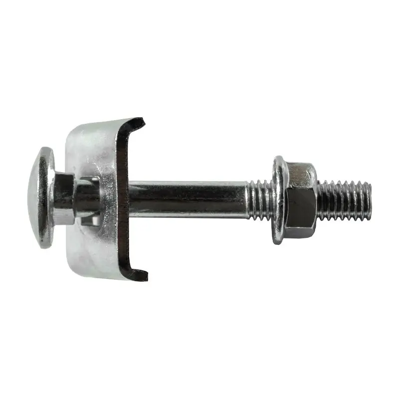 Disponibil imediat Șurub de gard pentru fixarea panourilor bordurate de gard pe stâlpi rectangulari, zincat electrostatic, clema 25 x 20 mm, Rocast