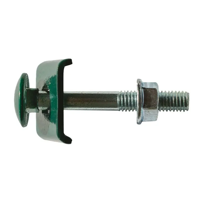 Reducere extra Șurub de gard pentru fixarea panourilor bordurate de gard pe stâlpi rectangulari, RAL 6005, clema 25 x 20 mm, Rocast