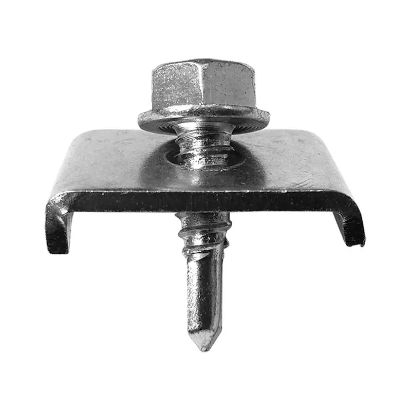 Retur ușor Cleme pentru stalpi rectangulari, zincate/vopsite RAL 6005 (verde muschi), clema 25 x 20 mm, surub autoforant M6, Rocast