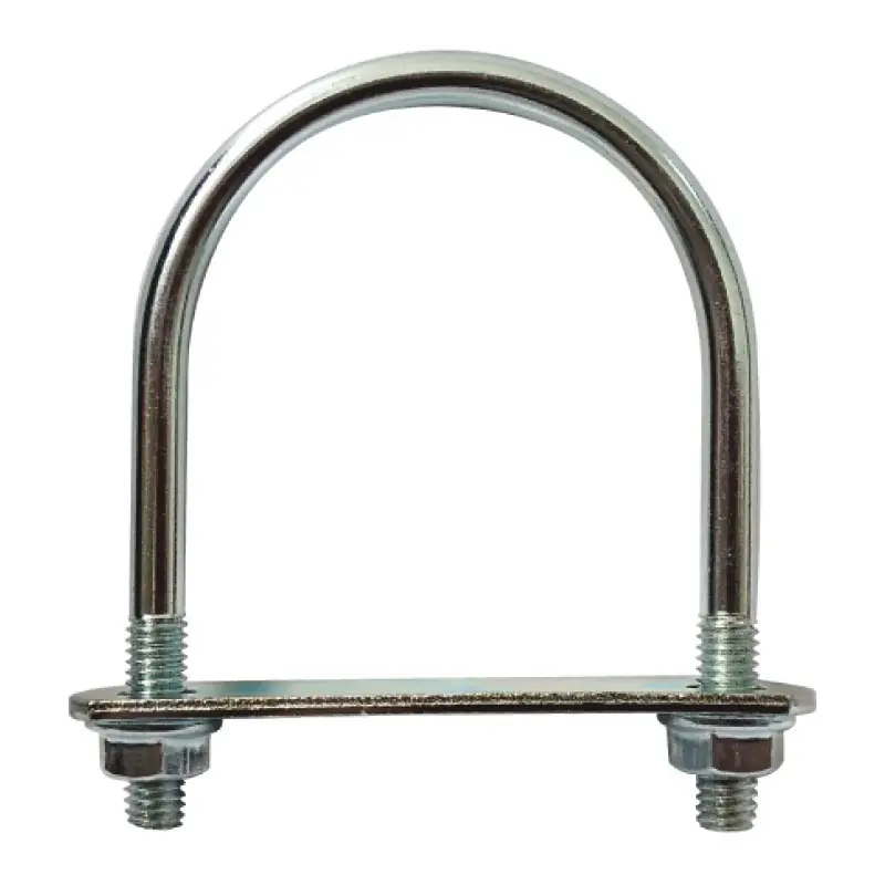 Bride zincate/RAL 6005 (verde muschi) din otel rotund de 5.3 mm, pentru fixarea panourilor de gard pe stalpi rotunzi, Rocast Ofertă exclusivă