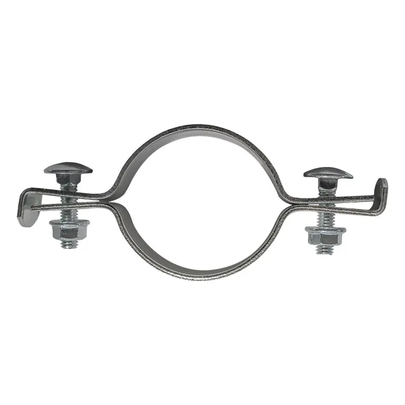 Brida zincata electrostatic / RAL 6005 de fixare traseu pe stalpi rotunzi de Ø 48.3 mm / l Ø 1/2 inch, banda 20 x 2 mm, Rocast Promoție