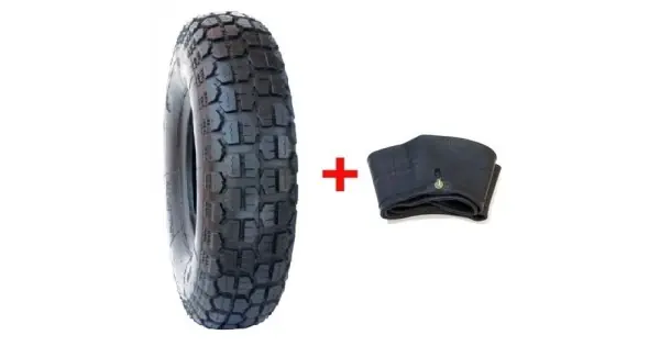 Set cauciuc + camera roaba - 4.00-8 (mixt) - 6PR dungi rosu + albastru Cumpără acum