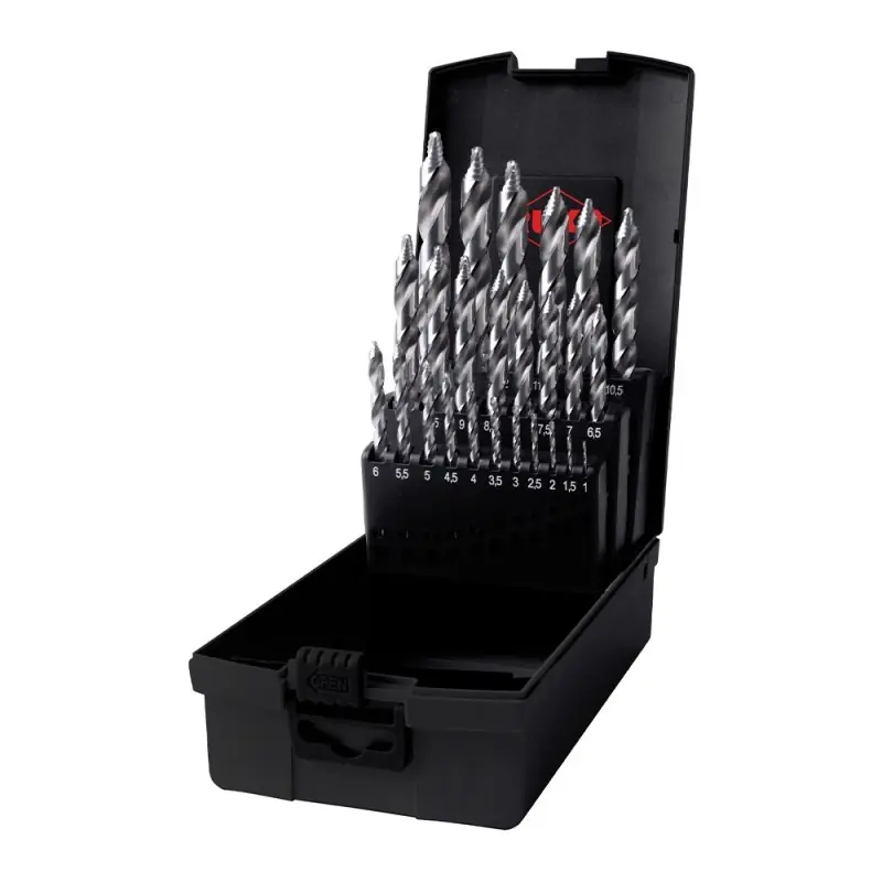 Plată securizată Set Burghie elicoidale Flowstep tip C, DIN 338, HSS-G, 25 piese, Ruko