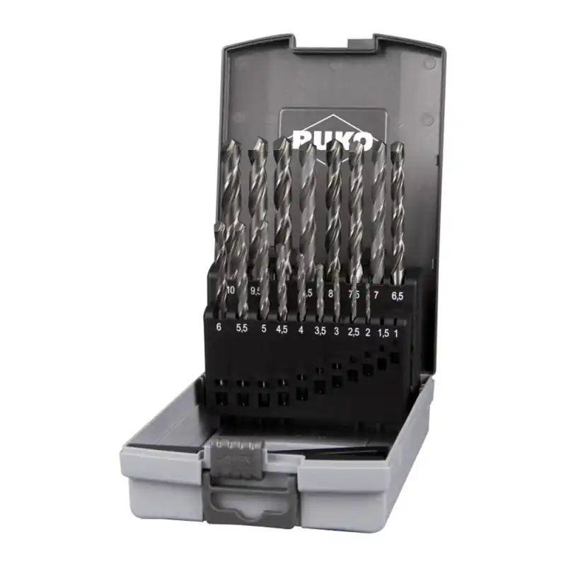 Doar azi Set burghie cu carbura elicoidale, DIN 338, tip N, HSS-G, cu placuta din carbura lipita, 17 piese Ruko