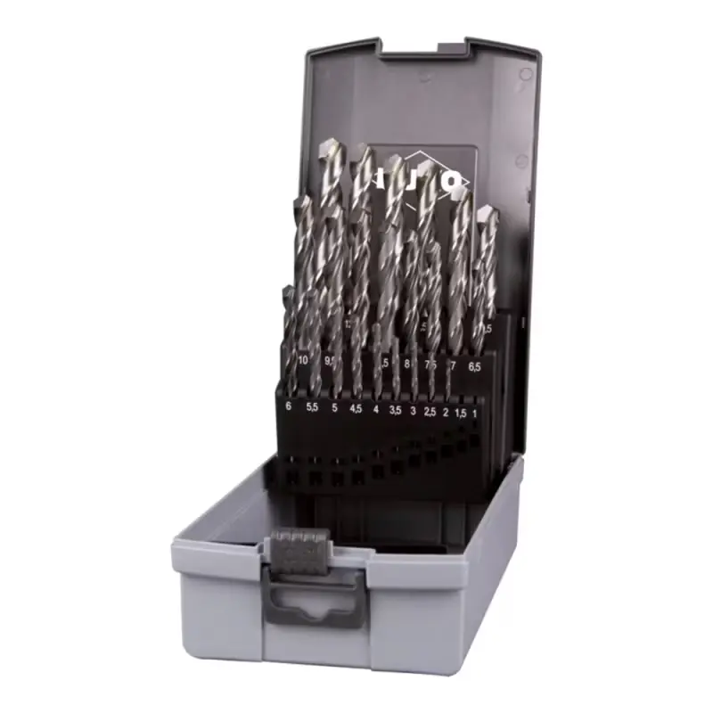 Preț mic Set burghie cu carbura elicoidale, DIN 338, tip N, HSS-G, cu placuta din carbura lipita, 23 piese, Ruko