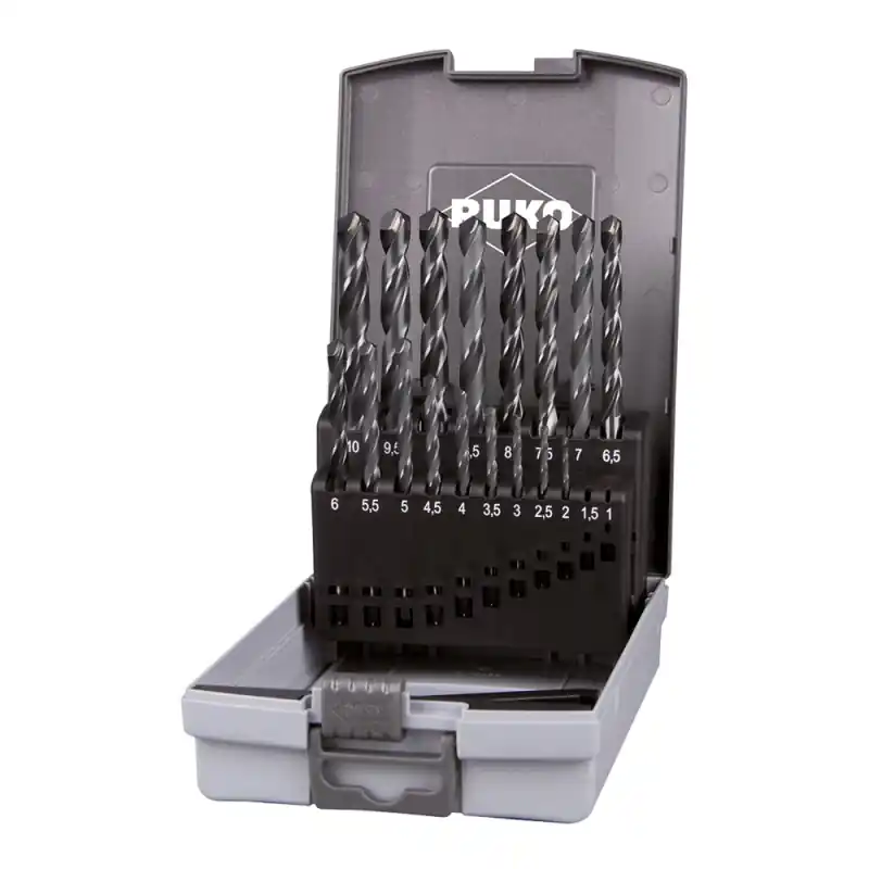 Set burghie cu carbura elicoidale, DIN 338, tip N, HSS-G, cu placuta din carbura lipita TECRONA, 17 piese, Ruko Ofertă limitată