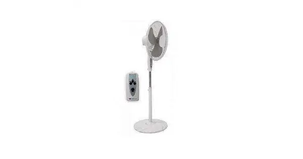 Retur ușor Ventilator cu picior 16" cu telecomanda si timer ALB