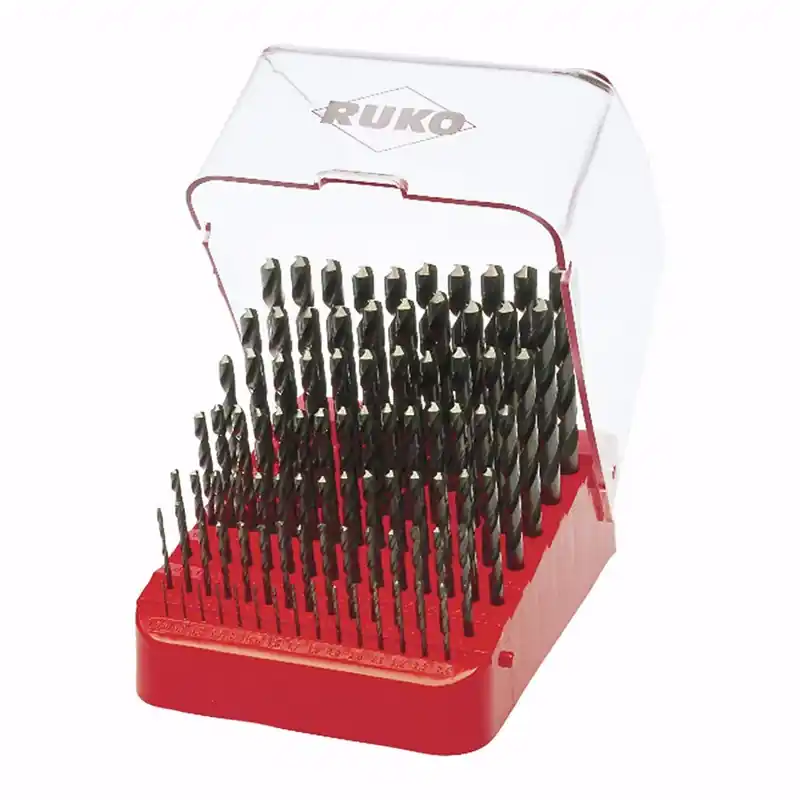 Set de 91 burghie spirale, DIN 338, tip VA, HSSE-Co 5, cutie din otel, RUKO Ofertă