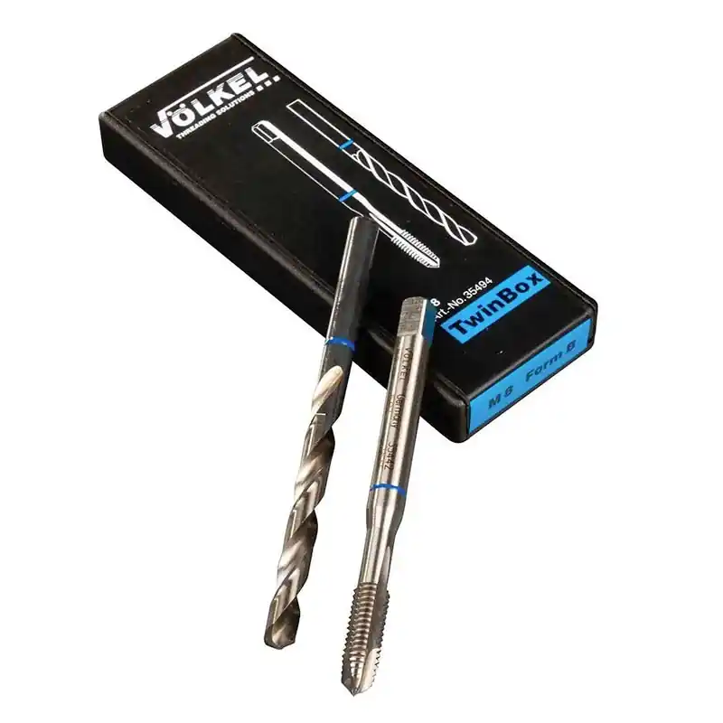 Set TwinBox, tarod HSS-E, forma B, banda albastra + burghiu, DIN 371-376, VOLKEL Retur gratuit