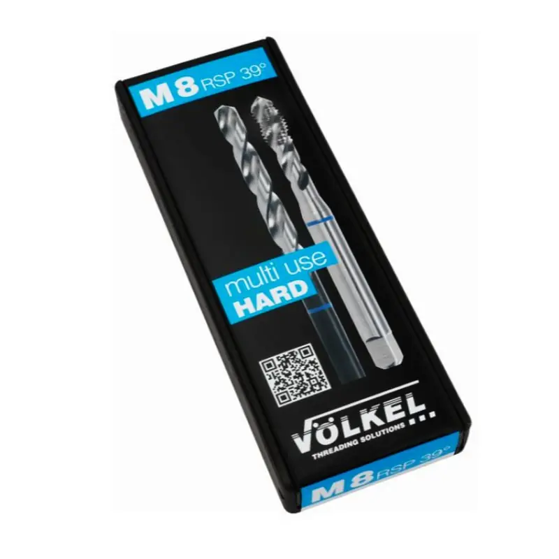 Set TwinBox, tarod HSS-E, C 39 RSP, banda albastra + burghiu, DIN 371-376, VOLKEL Reducere specială