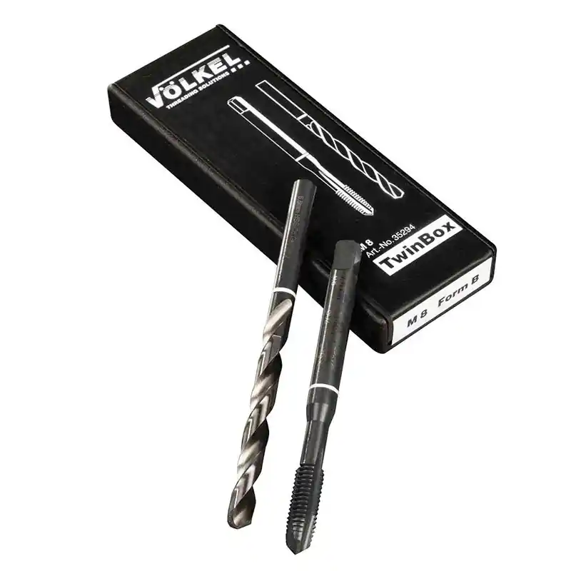 Set TwinBox, tarod HSS-E VAP, banda alba + burghiu, forma B, DIN 371-376, VOLKEL Ofertă exclusivă