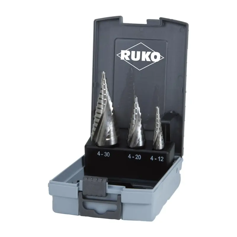Ofertă de sezon Set de 3 burghie in trepte, HSS, Caseta din plastic, RUKO