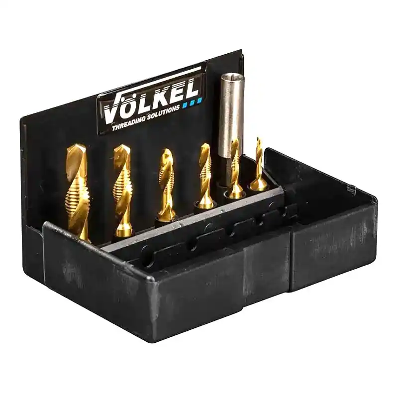 Comandă acum Set de capete combinate burghiu-tarod, HSS-G TiN, filet metric, pentru gauri strapunse, set 6 + 1 piese, Volkel