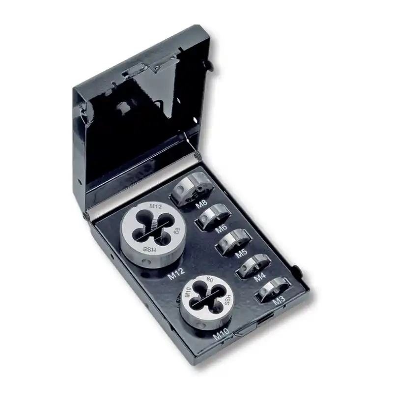 Popular Set de filiere forma B, HSS, directie filetare dreapta, set 7 piese, ISO DIN 13, DIN 223, Volkel