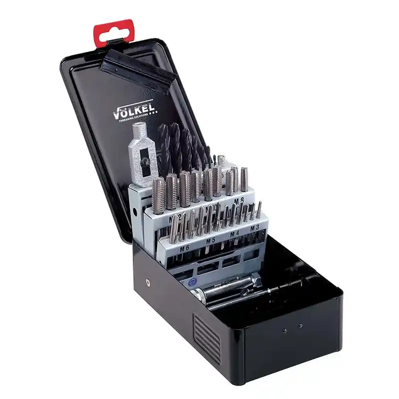 Trusa pentru filetare cu tarozi de mana HSS-G, set 30 piese, pentru gaurire strapunsa si infundata, Volkel Transport gratuit