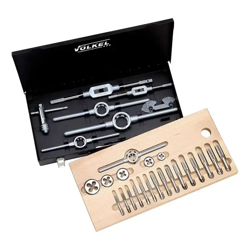 Trusa filetare cu tarozi de mana si filiere, HSS-G, filet UNC pe dreapta, 35 piese, gaurire strapunsa si infundata, Volkel Reducere