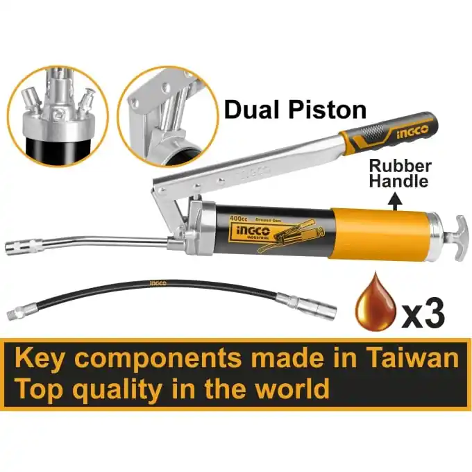Pompa de gresat Gresor Aluminiu cu 2 Pistoane, Ingco GRG015002 Livrare expres