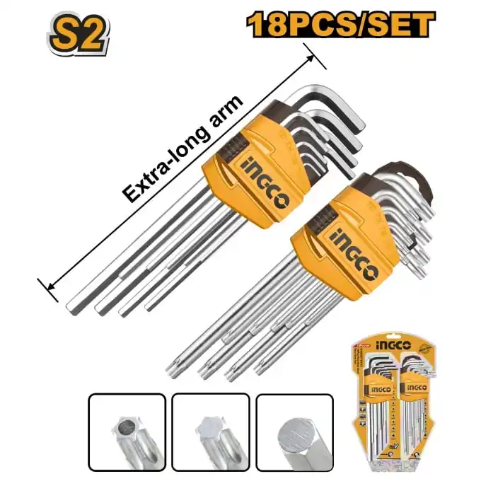 Super ofertă Set 18buc Chei Torx si Hex 18buc INGCO HHKSET0181