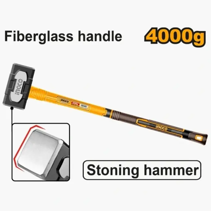 Baros profesional 4.0kg INGCO – HSTH83498, cap forjat otel carbon 45#, maner fibra sticla antishock, prindere ergonomica, pentru demolari si lucrari grele Cumpără acum