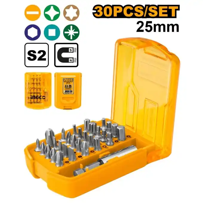 Set Biti 30 Piese INGCO AKSD08301 – Compatibilitate Universala, Organizare Compacta Expediere rapidă