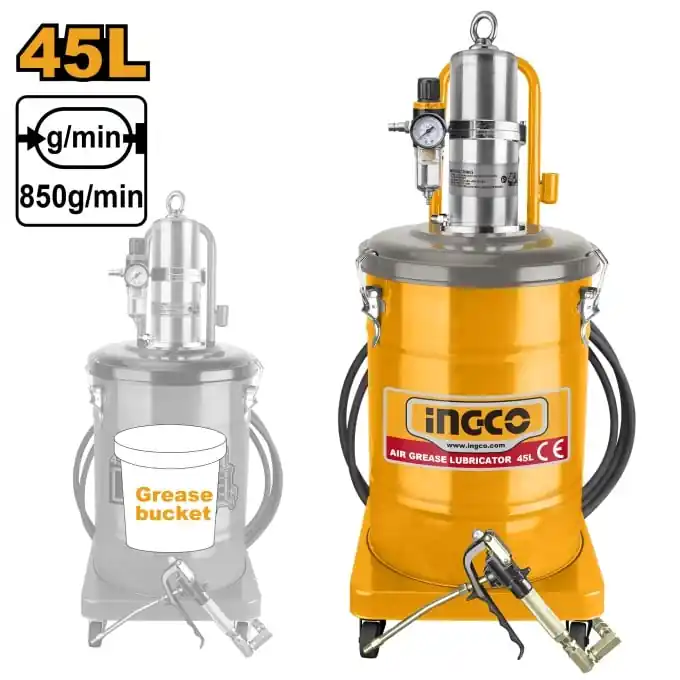 Pompa de gresat Gresor Pneumatic 45L, 6-8bar, Ingco AGL02451 Lichidare de stoc