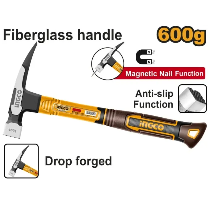 Preț mic Ciocan cu 1 Colt 600g Maner Fibra si Magnet INGCO HCH81060