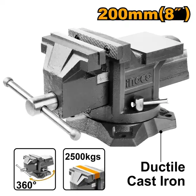 Calitate înaltă Menghina fonta 200mm, 360 grade, 8' inch, 21kg, Ingco HBV088